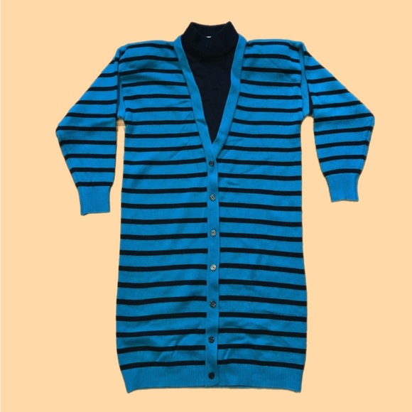 Vintage Late 70s-80s A’Milano Mom Mock Turtle Neck Sweater Dress - Picture 1 of 2